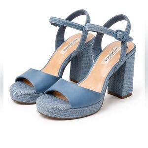 Steve Madden Blue Platform Block Heel Sandals Size 10